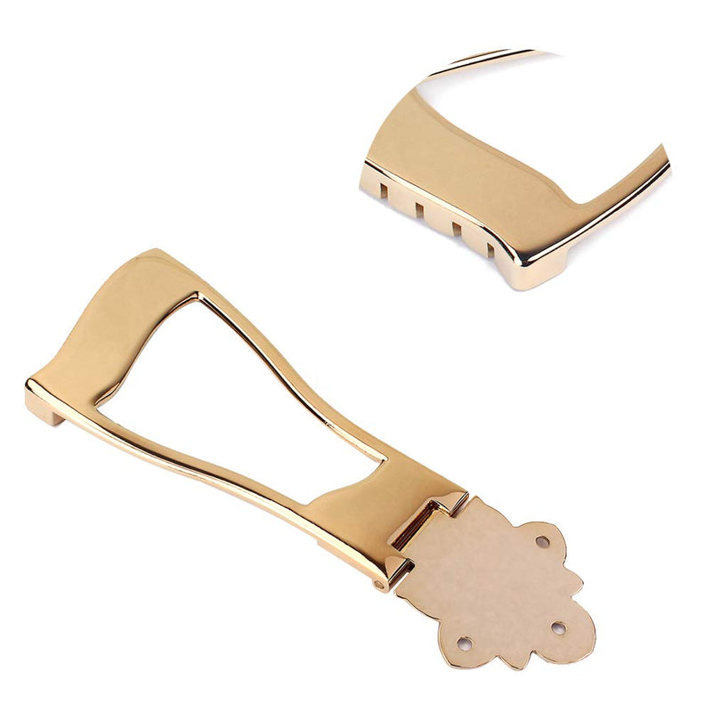 Healifty 6 String Guitar Trapeze Tailpiece Bridge for Jazz Archtop Guitar Replacement (Gold)