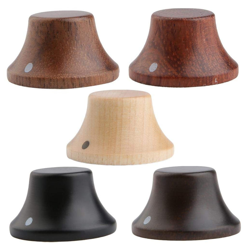 KAISH 4-Pack Wood Knobs LP/Strat Style Bell Knobs Guitar Bass Top Hat Wood Knob with Indicator Dot Walnut Wood Pack of 4