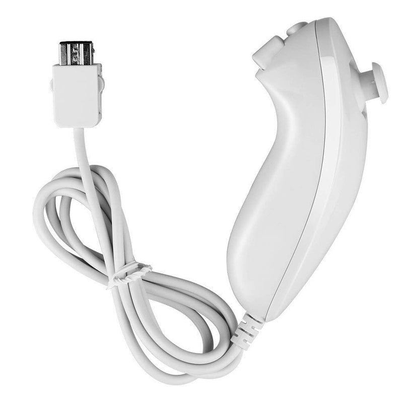 Remote Controller for Wii, Wii Remote and Nunchuck Controllers with Silicon Case and Strap for Wii and Wii U (White) White