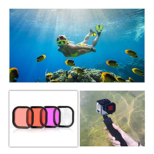 SOONSUN 4-Pack Underwater Dive Filters for GoPro Hero 13 12 11 10 9 8 Black