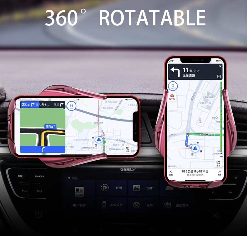 Cute Silver Rabbit Wireless Fast Charge Car Holder, Auto Clamp Vehicle Phone Mount