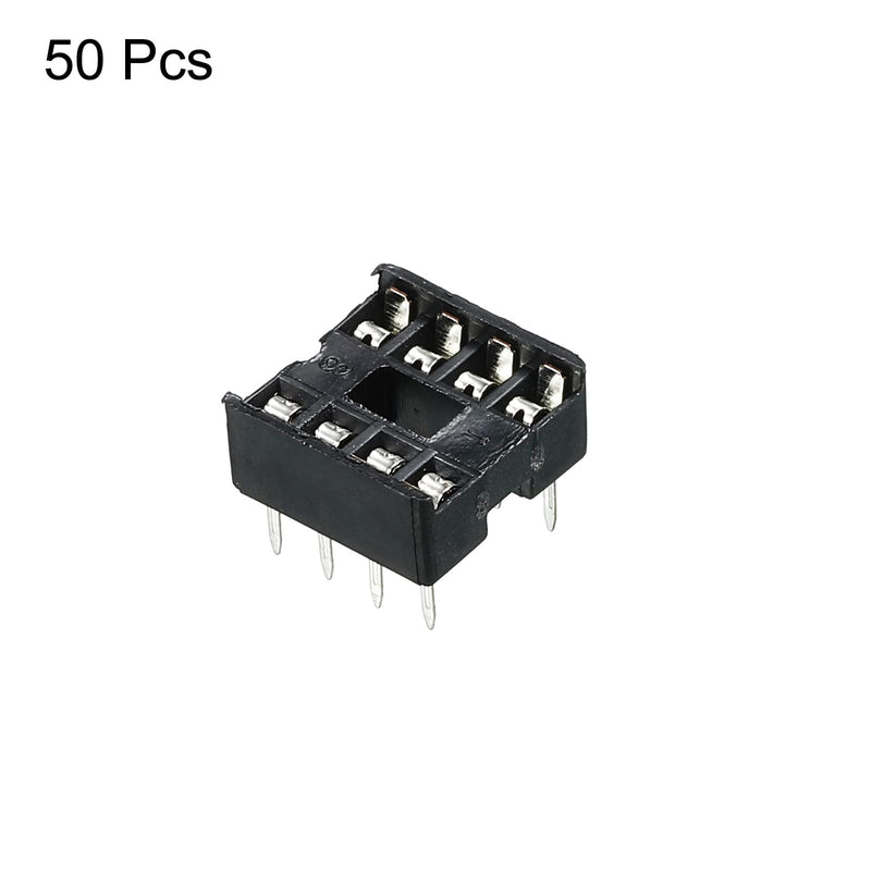sourcing map DIP IC Chip Socket Adapter Flat Pin 8P 2.54 mm Pitch IC Socket for PCB Board Chip, Pack of 50