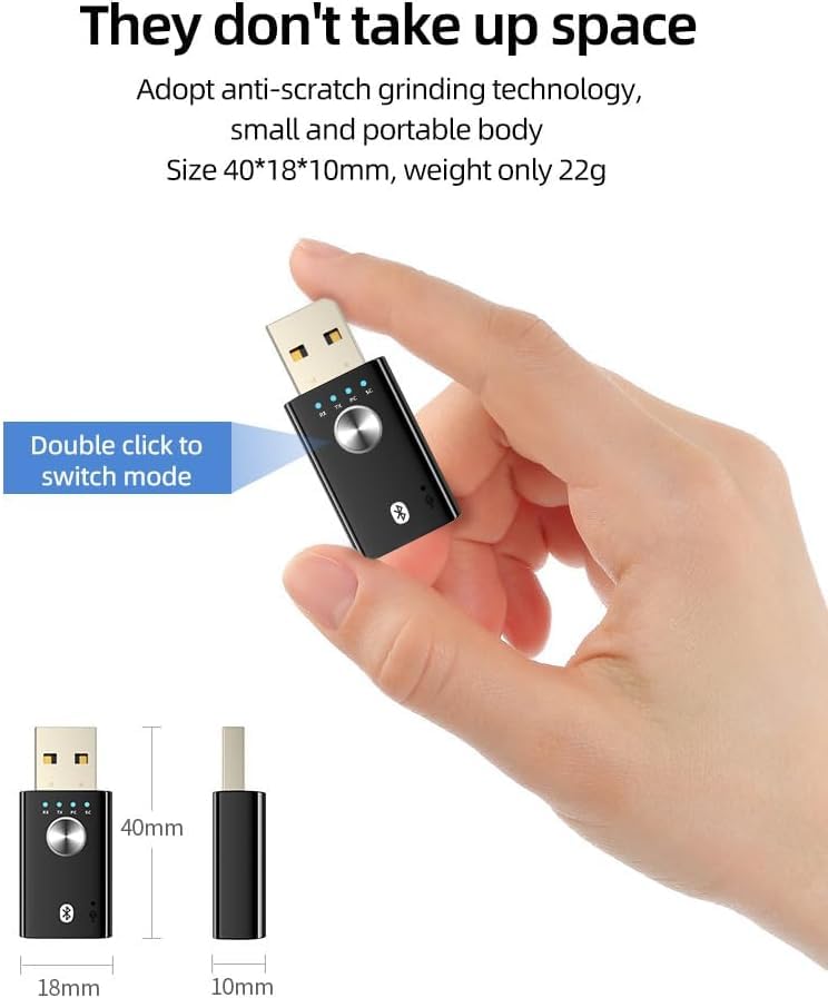 4-in-1 USB Audio Bluetooth Transmitter/Receiver with Surround Sound, 5.1 Channel, AUX Input and Microphone and Accessories