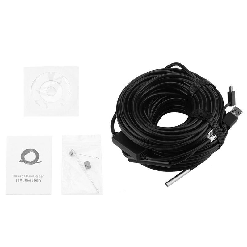 3 in 1 USB Endoscope, Inspection Camera Endoscope, 20 Metres, 5.5 mm, 720p Megapixel, HD IP67 Waterproof Snake Camera, 6 Adjustable LED Light for Pipe Car Inspection for Smartphone