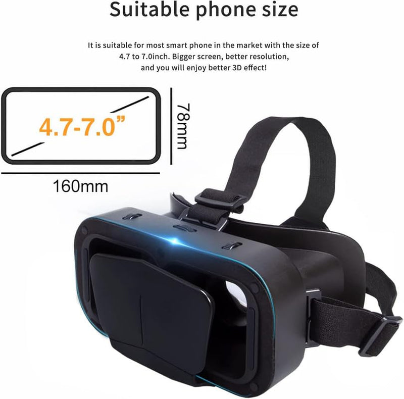 ( GREAT INDIAN DEAL with 15 YEARS WARRANTY ) 3D VR Glasses Giant Screen VR Headset (4.7-7 on Cellphone) Video Game Movies 3m to show 1050" Screen 360 Degree Panoramic for all smartphones