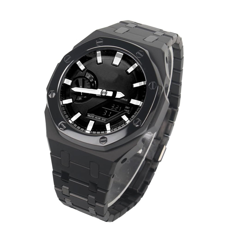 BMT GA2100 Band Case Mod Kit, All Stainless Steel Strap Bezel Replacement Accessories Compatible with Men's Watches G-Shock GA-2100/GA-2110/GA-B2100 Matte Black