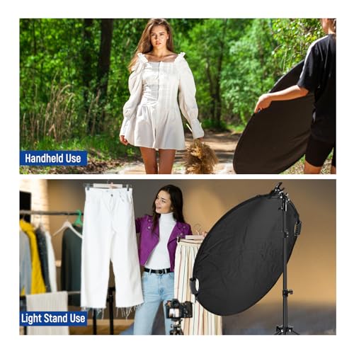 NEEWER 32"/80cm 5 in 1 Light Reflector with Clamp & Hand Grips, RF-80II 80cm w/Clamp