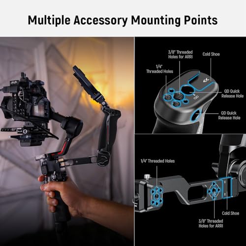 NEEWER RS4 RS3 RS2 Gimbal Sling Handle Grip with NATO Clamp & QD Sockets, Compatible with DJI RS4 RS4 Pro RS3 RS3 Pro RS2 for Low Angle Shot, Max Load: 22lb/10kg, GA020