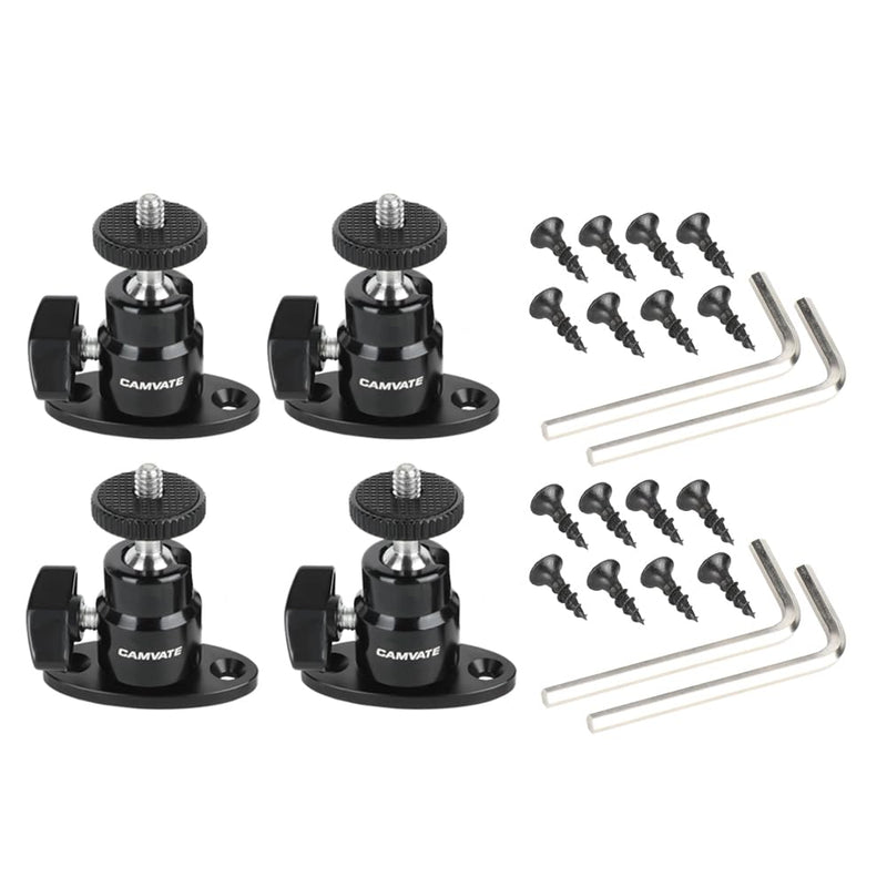 CAMVATE 1/4"-20 Mini Ball Head with Ceiling Mount for CCTV & Video Wall Monitors Mount(4 Pieces)-24005