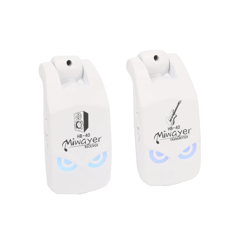 Miwayer 2.4GHz Wireless Guitar System Rechargeable Lithium Battery Audio Wireless Guitar Transmitter Receiver For Electric Guitar Bass Violin Keyboard Instruments (HB-40 White) HB-40 White