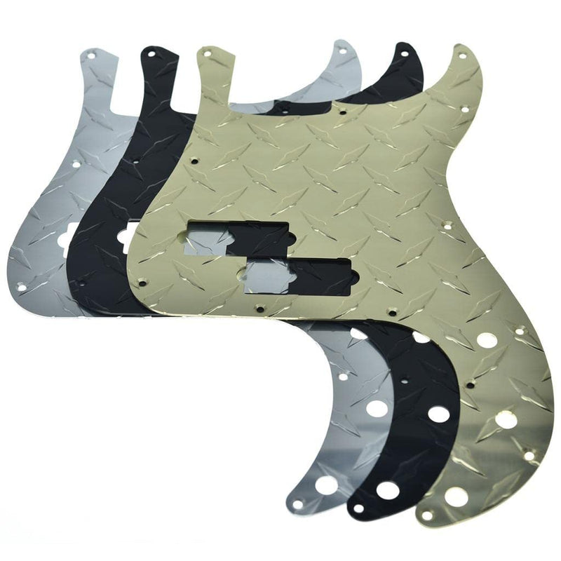 KAISH Premium 13-Hole Metal Diamond Plate Modern Style Standard Precision P Bass Pickguard Aluminium Anodized PB Pickguard for American FD P Bass Black