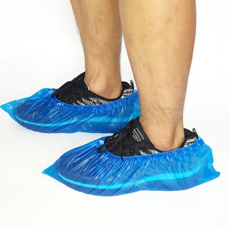 AURMOO Disposable Shoe Covers, Pack of 50, Double Layer Shoe Covers, Disposable Shoe Covers, Waterproof, Tear-Resistant, Puncture-proof for Indoor Outdoor Use, blue 4.0g/p(100)