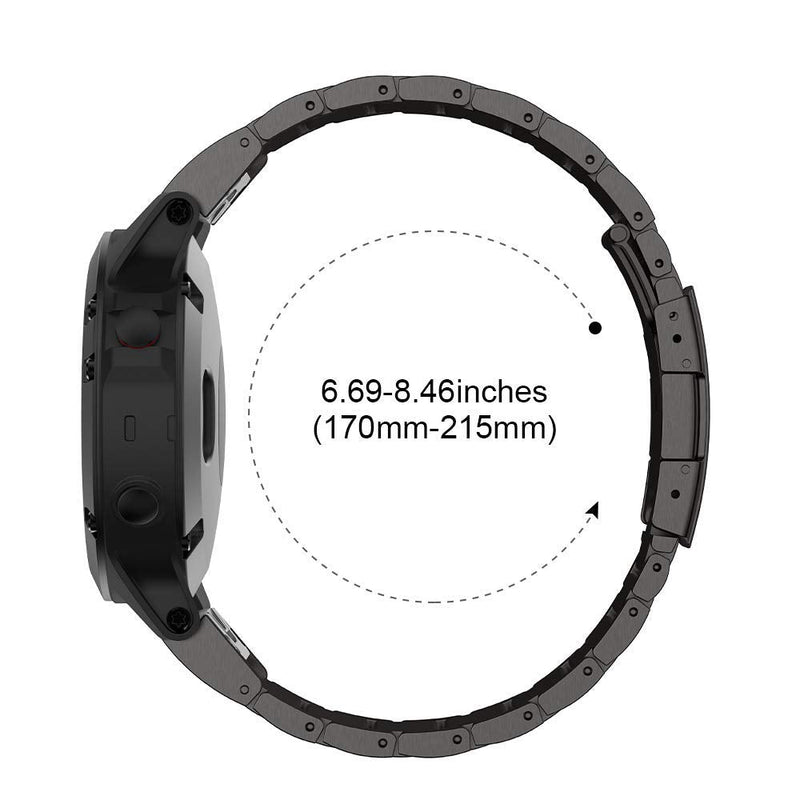 NotoCity Compatible with Fenix 6 Titanium Alloy Watch Band 22mm Width Watch Strap for Fenix 5/Fenix 5 Plus/Fenix 6/Fenix 6 Pro/Forerunner 935/Approach S60/Quatix 5 (Black)