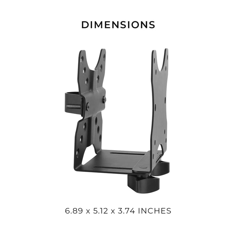 HumanCentric Thin Client Mount Bracket Mini PC VESA Monitor Arm, Under Desk | Fits Devices 0.65–2.55" Depth, Mounts to Pole or Surface, Compatible with 75x75 & 100x100mm VESA Patterns