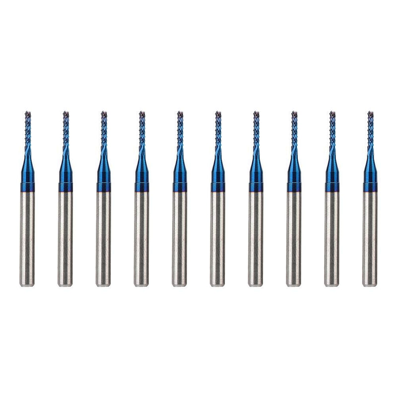 10-Piece End Mill Set Carbide Cutter Blue Corn Cutter CNC PCB Engraving Milling Tool (1.4 mm)