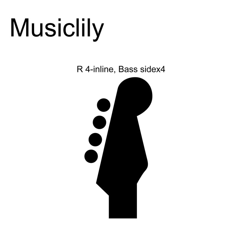 [AUSTRALIA] - Musiclily Basic 4-in-line 24:1 Ratio Open Gear Machine Heads Tuners Tuning Pegs Keys with Clover Button for Electric Bass, Chrome 4R Chrome 
