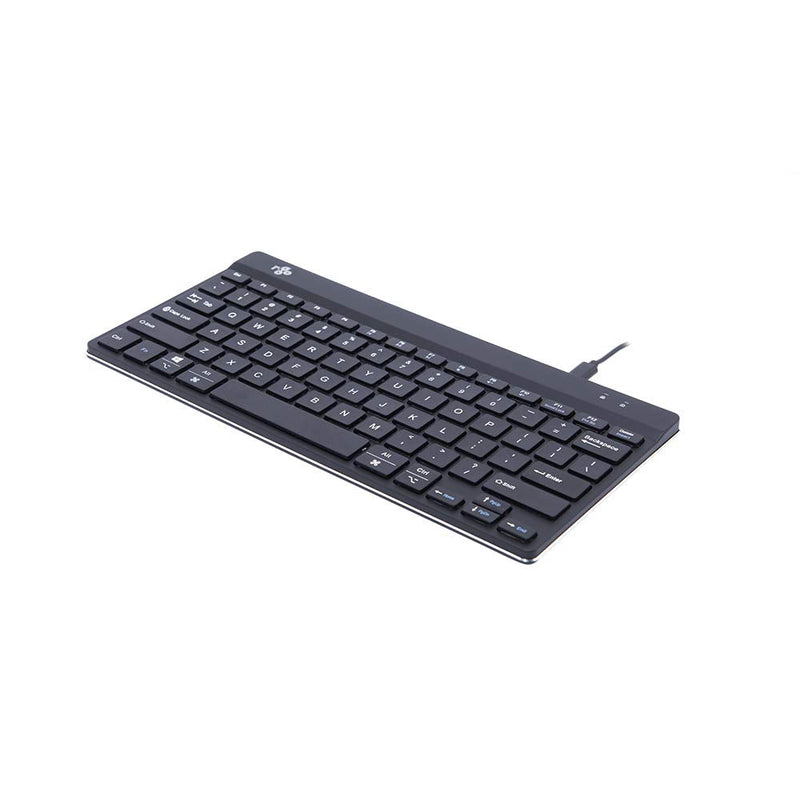 R-Go Tools Compact Slim Ergonomic Wired-USB-C Keyboard for PC/Computer/Desktop/Windows/Linux/Mac QWERTY (US), Break LED Function, Black