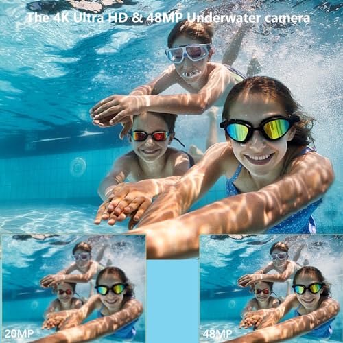 4K Underwater Camera, Full HD 4K&48MP Compact, 10FT Waterproof Camera for Snorkeling, Surfing, Rafting, Dual-Screen for Selfie/16X Digital Zoom/Fill Light/Support 128GB （Yellow） Yellow