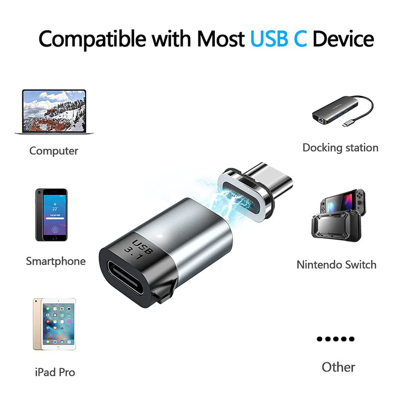 aucon Magnetic USB C Adapter, 24Pins Type C Connector, PD 100W Fast Charging 10Gbs Data Transfer straight shape