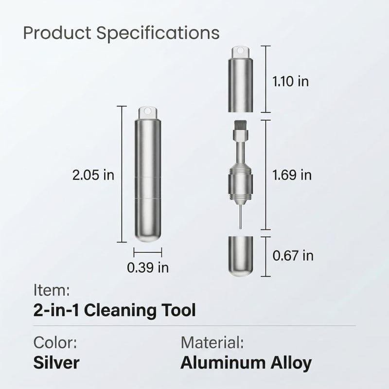 SIM Card Ejector Tool 2-in-1 Compact Metal Capsule with Removable Brush and Keyring Storage for Smartphones Tablets Travel, Silvery