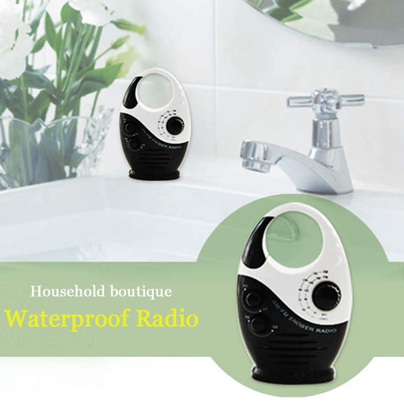 Shower Radio, Waterproof Shower Radio, 1Pc Adjustable Volume Shower AM FM Button Speaker Portable Waterproof Speaker Bathroom Shower Speakers Wireless Radio with Top Handle.(Black) Black