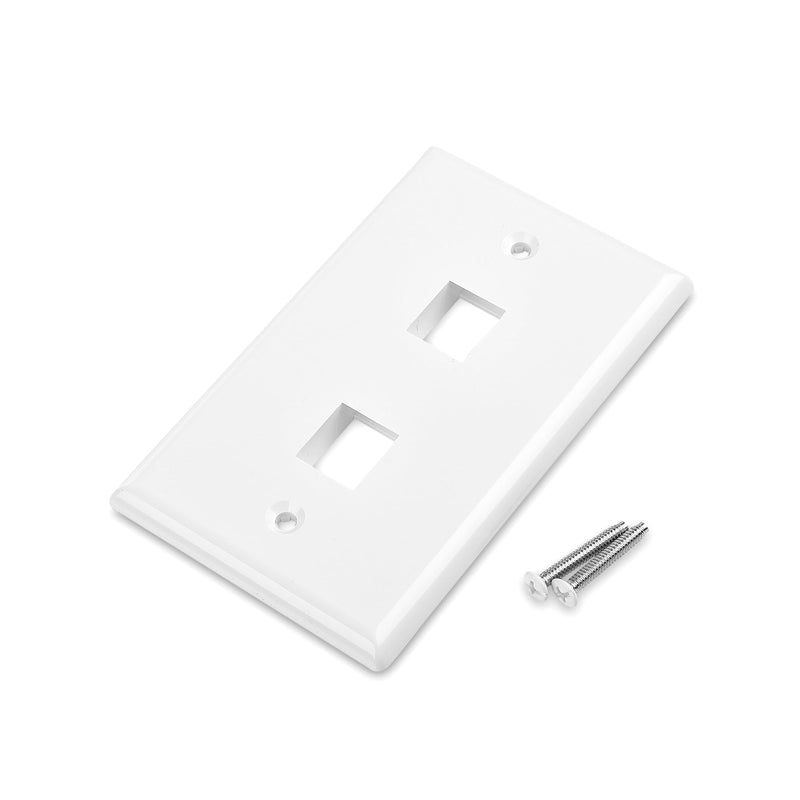 Cable Matters 10-Pack Low Profile 2-Port Keystone Jack Wall Plate, RJ45 Wall Plate for Keystone Jacks in White