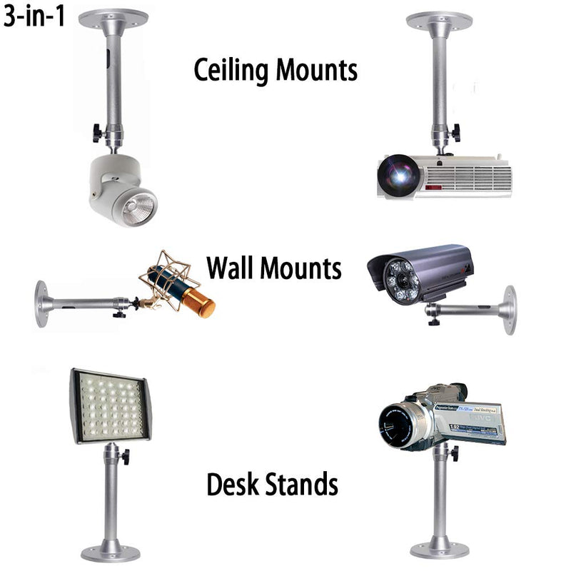 Universal Mini Projector Mount Projector Ceiling Mount 360° Rotatable 180° Tilt Mini Projector Wall Mount Hanger with Length 7in /18cm for Projectors CCTV DVR Camera LED Light for Home Theater Office 7 in Silver