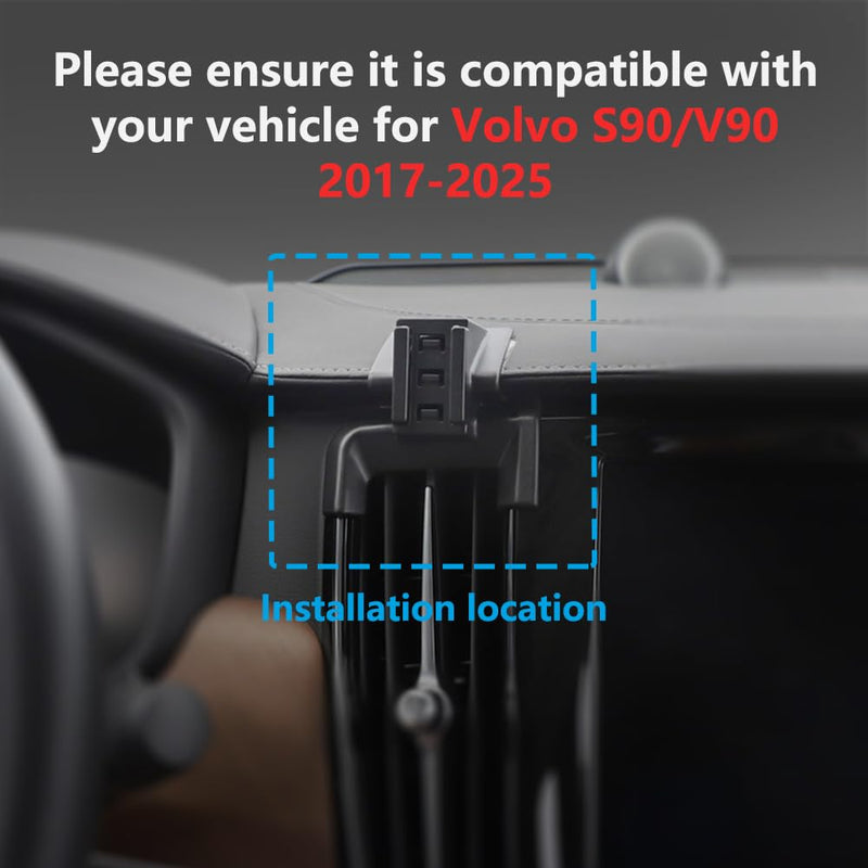 Car Phone Holder Mount for Volvo S90/V90 2017-2026 Car Accessories Car Mount 360°Rotation for Car Phone Holder Magnetic Hands Free Compatible with iPhone Samsung Smartphones