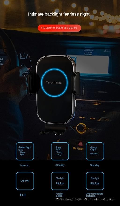 Car Wireless Charger for All Kinds of Cars and Cell Phones Car Phone Holder 15W Fast Charging Cell Phone Wireless Charger (CW16) CW16