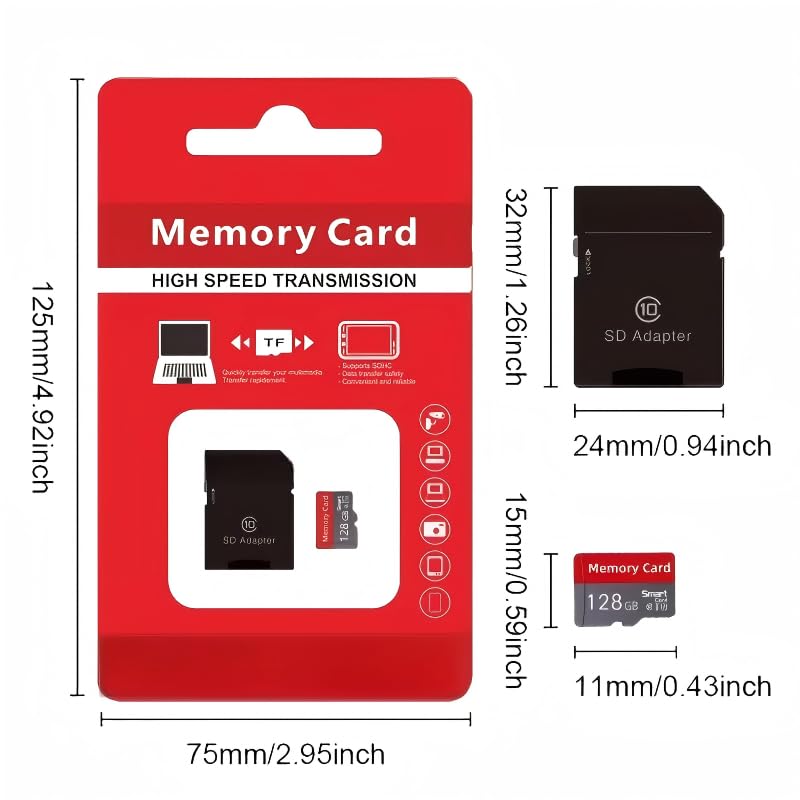 1Pc Memory Card/Tf Card Red and Gray TF Cards, High-Speed Class 10 U3 Mini SD Cards 32GB Capacities, Providing Reliable and Secure Performance for Smart Phones, Tablets, Cameras, Surveillance Cameras