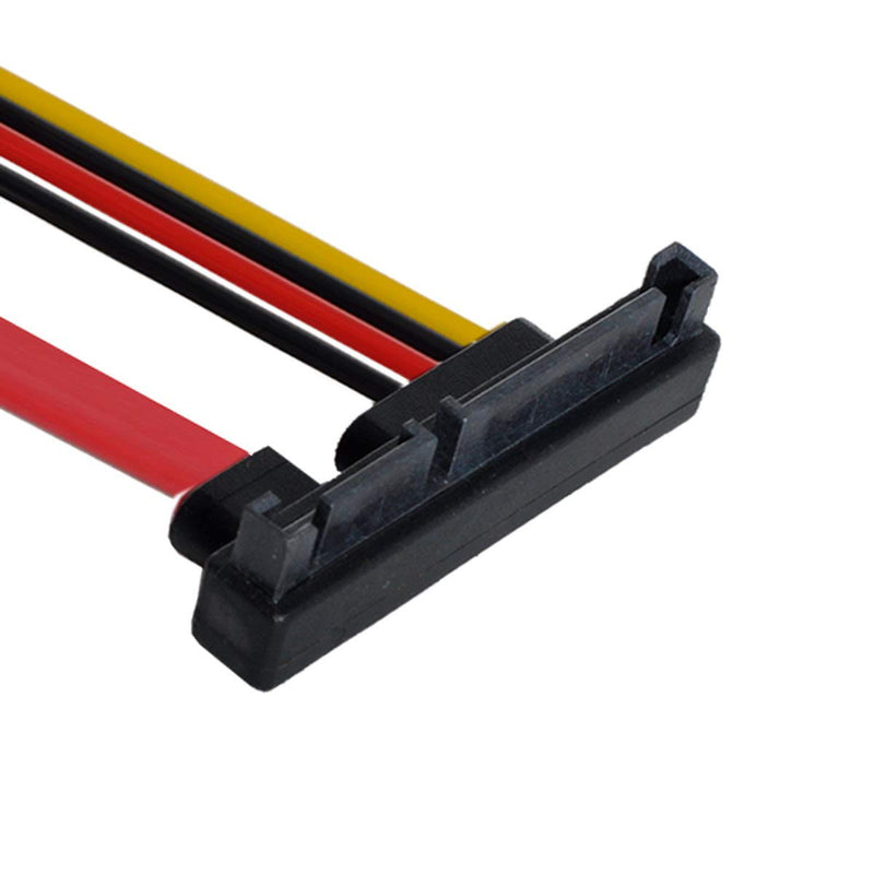 Xiwai Down Angled SATA III 3.0 7+15 22 Pin SATA Male to Female Data Power Extension Cable 30cm