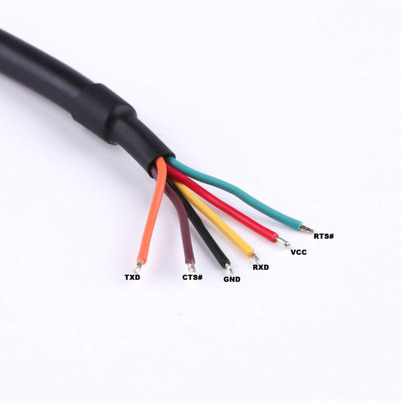 FTDI Chip USB to 3.3v TTL UART Serial Converter Wire End Stripped Connector Flash Program Download Cable 6FT Compatible TTL-232R-3V3-WE