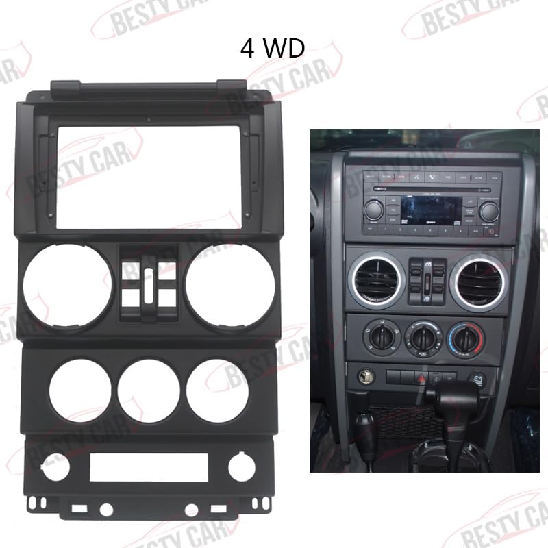Fits for Jeep Wrangler 2008 2009 2010 4 Doors Car Radio Stereo Fascia Frame Double DIN 9 inch Dash Installation Mounting Kit Black