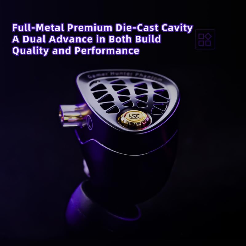 KZ Phantom Gaming Earbuds Hi-Fi Metal IEMs, Earphones, in-Ear Headphones with Large Dynamic Driver, Sound Effect Adjustment, Detachable and Replaceable Silver-Plated Cable (Black, with Microphone) Black