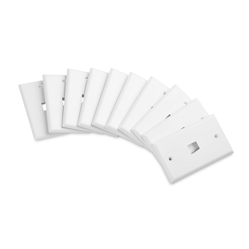 Cable Matters 10-Pack Low Profile 1-Port Keystone Jack Wall Plate, RJ45 Wall Plate for Keystone Jacks in White