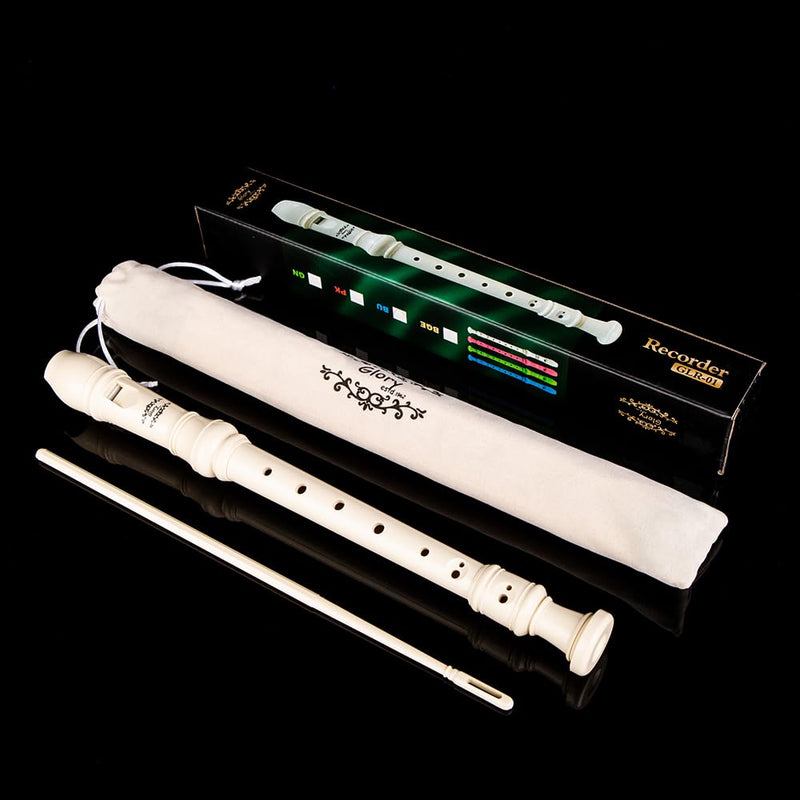 Glory Soprano Recorder Instrument for Beginner, German Fingering C Key Recorder Instrument,Beige Beige