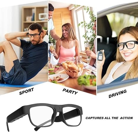 Camera Wearable Video Recording Glasses 1080p - Outdoor Sports Camera Glasses with 32GB Memory Card