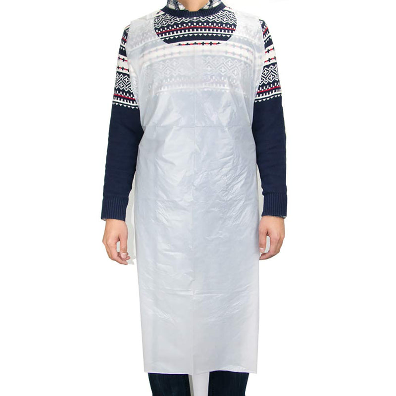 [AUSTRALIA] - FSSTUD Pack of 10 White Plastic Disposable Aprons Cooking Apron PE Aprons Butcher Apron for Cooking Cleaning Drawing, White 