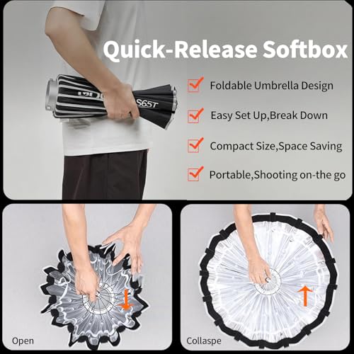 Godox Quick Release Softbox S65T 65cm/25.6in,Umbrella Bowens Mount Softbox