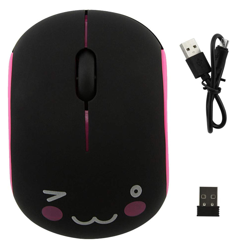 3C Light 2.4GHz Wireless Mouse Cute Small Silent Mouse Portable Mini Rechargeable Optical Mice Cartoon Computer Mouse 3 Buttons Cordless Mouse for Laptop Desktop PC Notebook (Red) Red