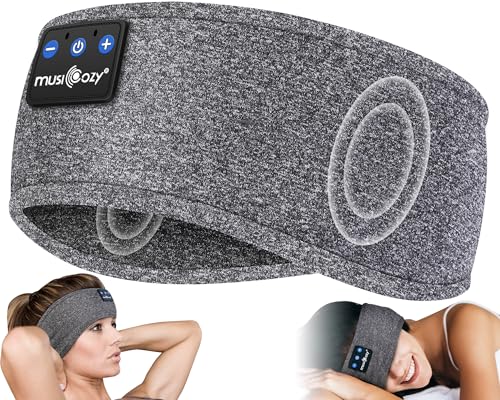 MUSICOZY Sleep Headphones Bluetooth Headband, Wireless Music Sleeping Headphones Sleep Mask Earbuds for Side Sleepers Workout Running Travel Yoga Cool Gadgets Tech Unique Gift, Pack of 2