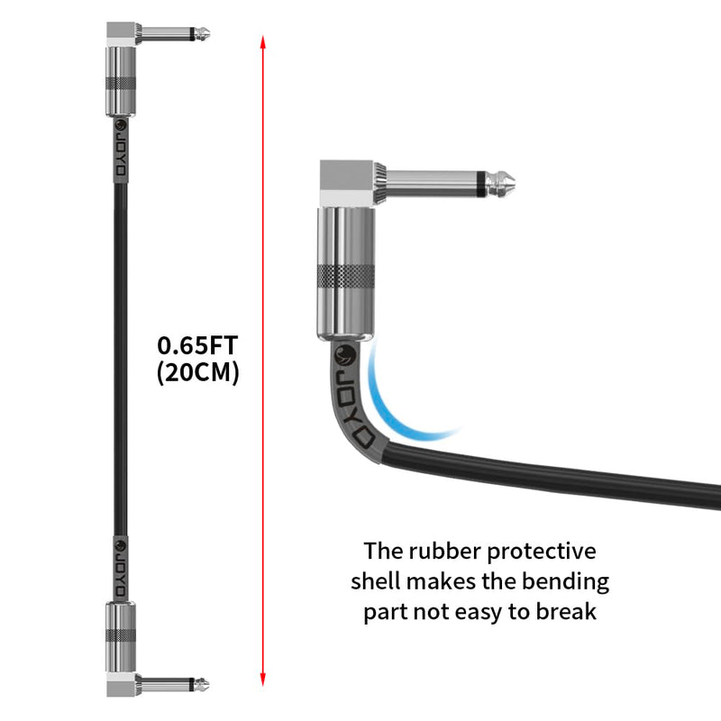 JOYO Guitar Patch Cables 7.8 Inch Professional Bass Guitar Effect Pedal Patch Cords 1/4 Inch (CM-11, 6 Pack)