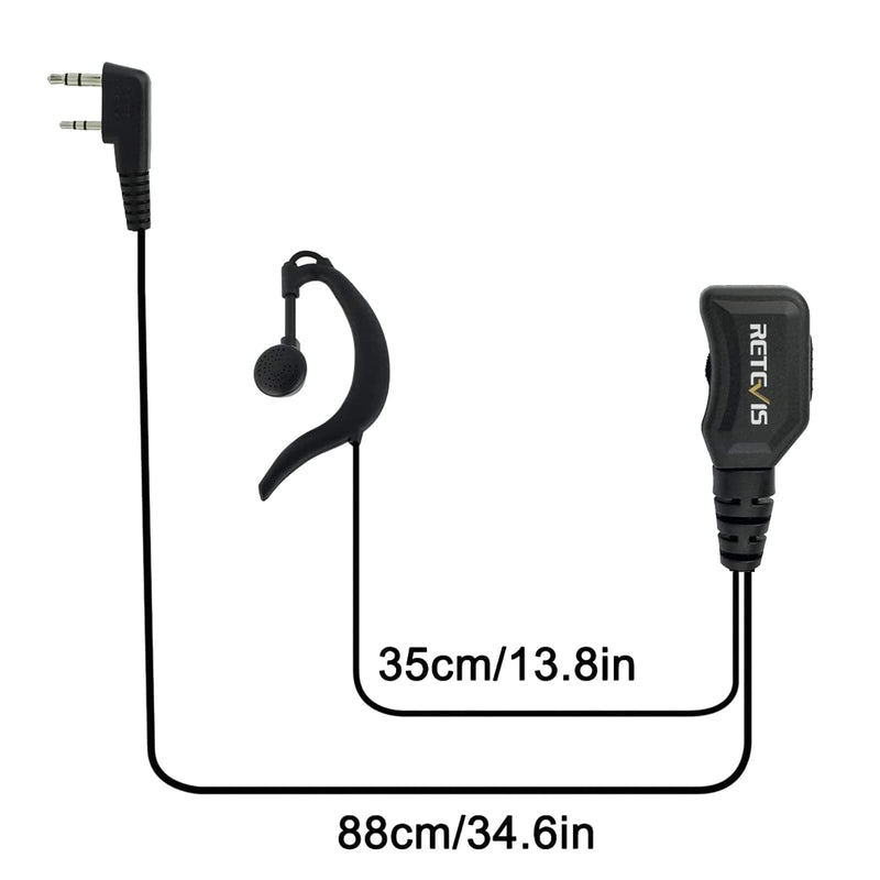 Retevis Walkie Talkie Earpiece with Mic G Shape 2 Pin Adjustable Volume Headset Compatible with Retevis H-777 RT22 RT21 Baofeng UV-5R 888S 2 Way Radio(10 Pack)