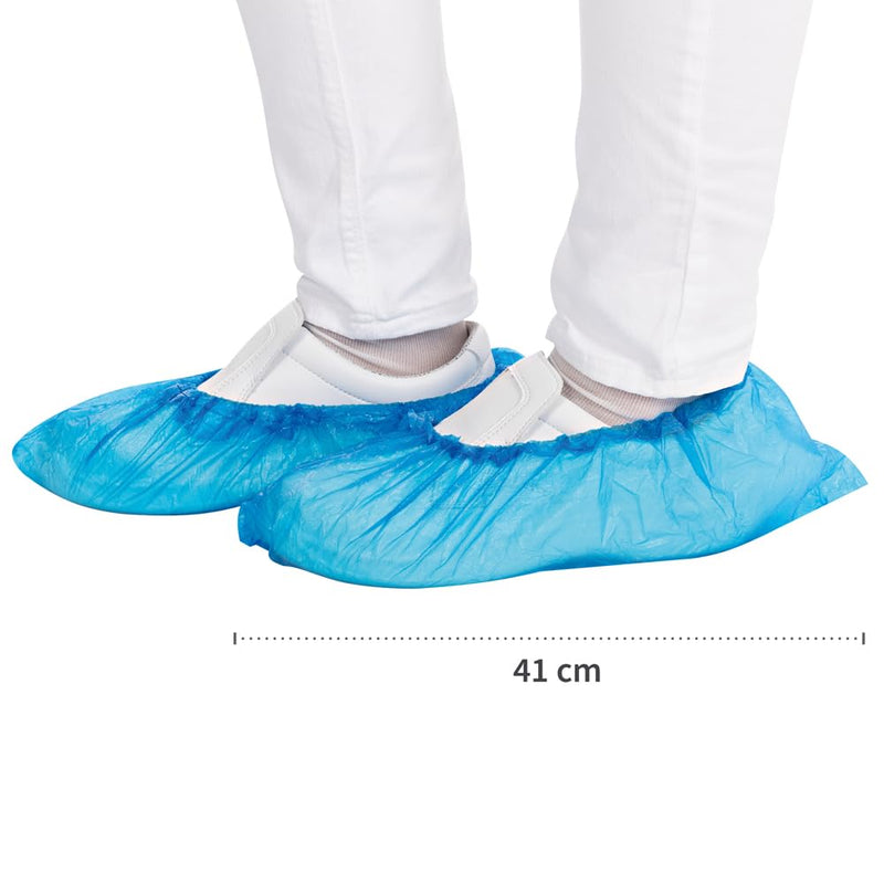 [AUSTRALIA] - Hygostar 200 x Shoe Covers Disposable Blue CPE Overshoes Shoe Covers Waterproof Overshoes Heel Protection for Shoes Shoe Covers Tear-Resistant Overshoes Elastic Overshoes 