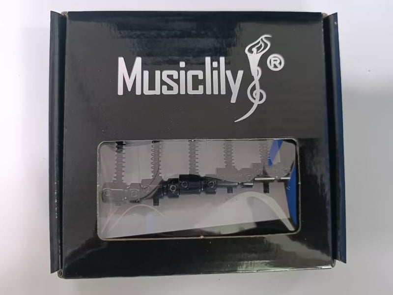Musiclily Pro 16mm Steel 5-String Bass Bridge for Musicman Style Bass, Black