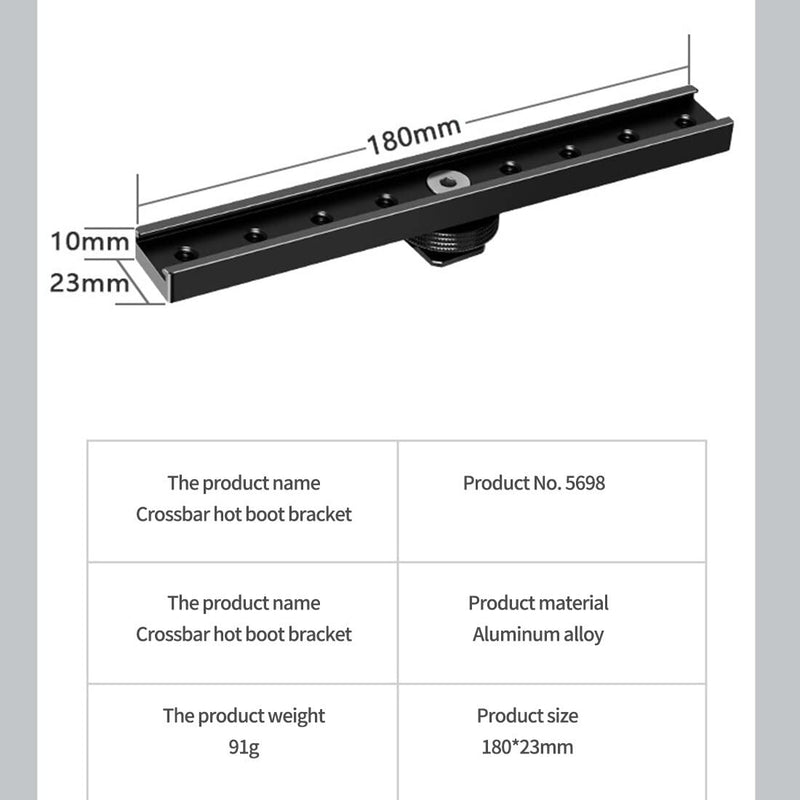 [AUSTRALIA] - BGNing Dual Cold Shoe Extension Bar, Cold Shoe Splitter, 18cm Extension Rail Bracket Bar 1/4" Screw Cold Shoe Mount for Flash Speedlite Video Light Microphone 