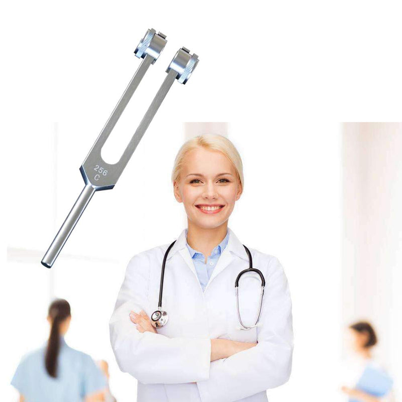 QIYUN 256 Hz Tuning Fork, 256 Cps Tuning Forks with Fixed Weights, Clinical Grade Nerve/Sensory with Silicone Hammer & Cleaning Cloth