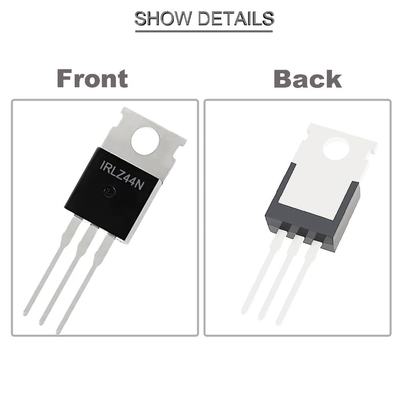Youmile 20pcs IRLZ44N Mosfet Transistor IRLZ44NPBF N-Channel TO-220AB 47A 55V 3Pin International Rectifier with Heatsink Screw Disc Rubber Silicone Screwdriver