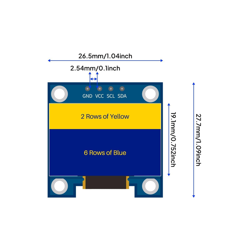 ELEGOO 0.96 Inch OLED Display Module Compact Self Luminous Mini Screens for Arduino Projects, Pack of 3