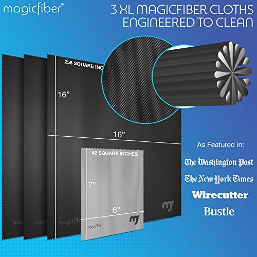 MagicFiber 16 PK - 12 Household Microfiber Cleaning Cloths + 4 Glasses Microfiber Cleaning Cloths - Premium Kitchen Towels and Glasses Wipes
